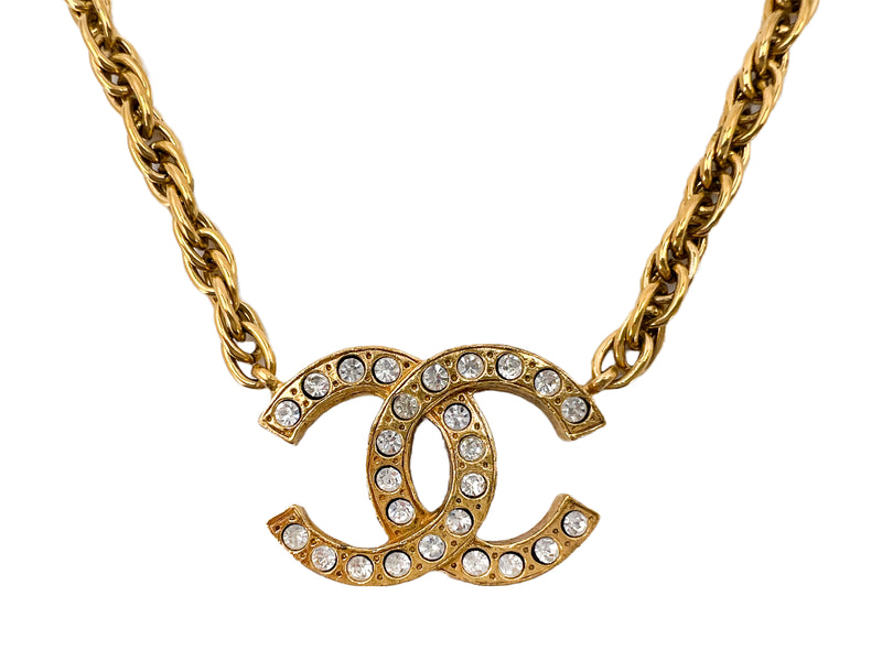 Chanel Vintage 1980s Large Crystal CC Choker Necklace Gold Plated –  Boutique Patina