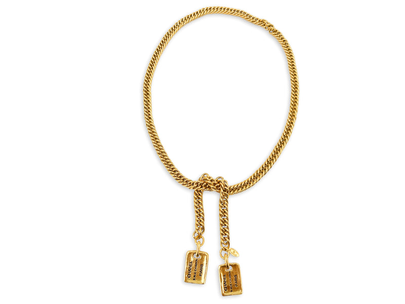 Chanel Vintage Dog Tag Lariat Necklace Belt 24k GHW – Boutique Patina