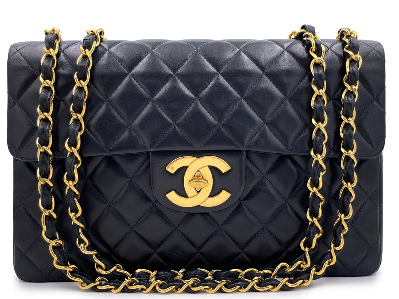 Chanel Black Vintage Maxi Classic Flap Bag 24k GHW