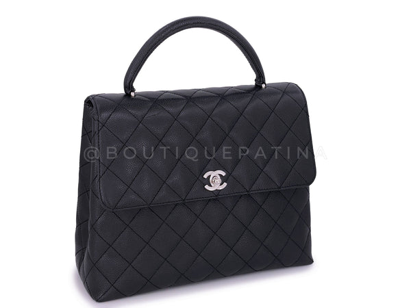 Chanel Vintage Black Caviar Kelly Flap Bag SHW