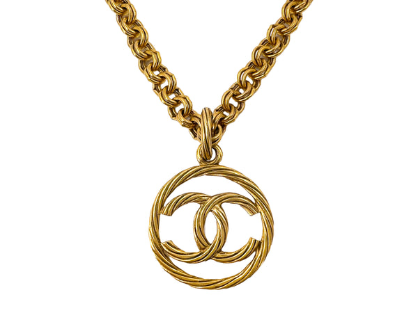 Chanel Vintage 93P Encircled CC Long Chain Necklace