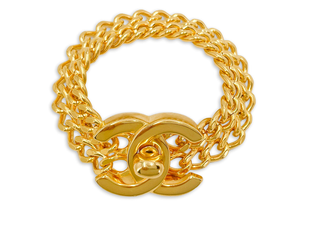 Chanel Mid-90s Vintage Turnlock Double Chain Bracelet 24k GHW – Boutique  Patina