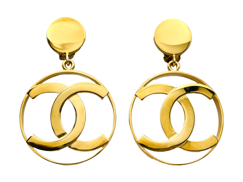 Chanel Vintage Large Hoop Dangle CC Statement Earrings – Boutique Patina