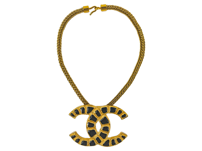 Chanel 19A Egyptian Collection Large CC Choker Necklace Gold and Black –  Boutique Patina