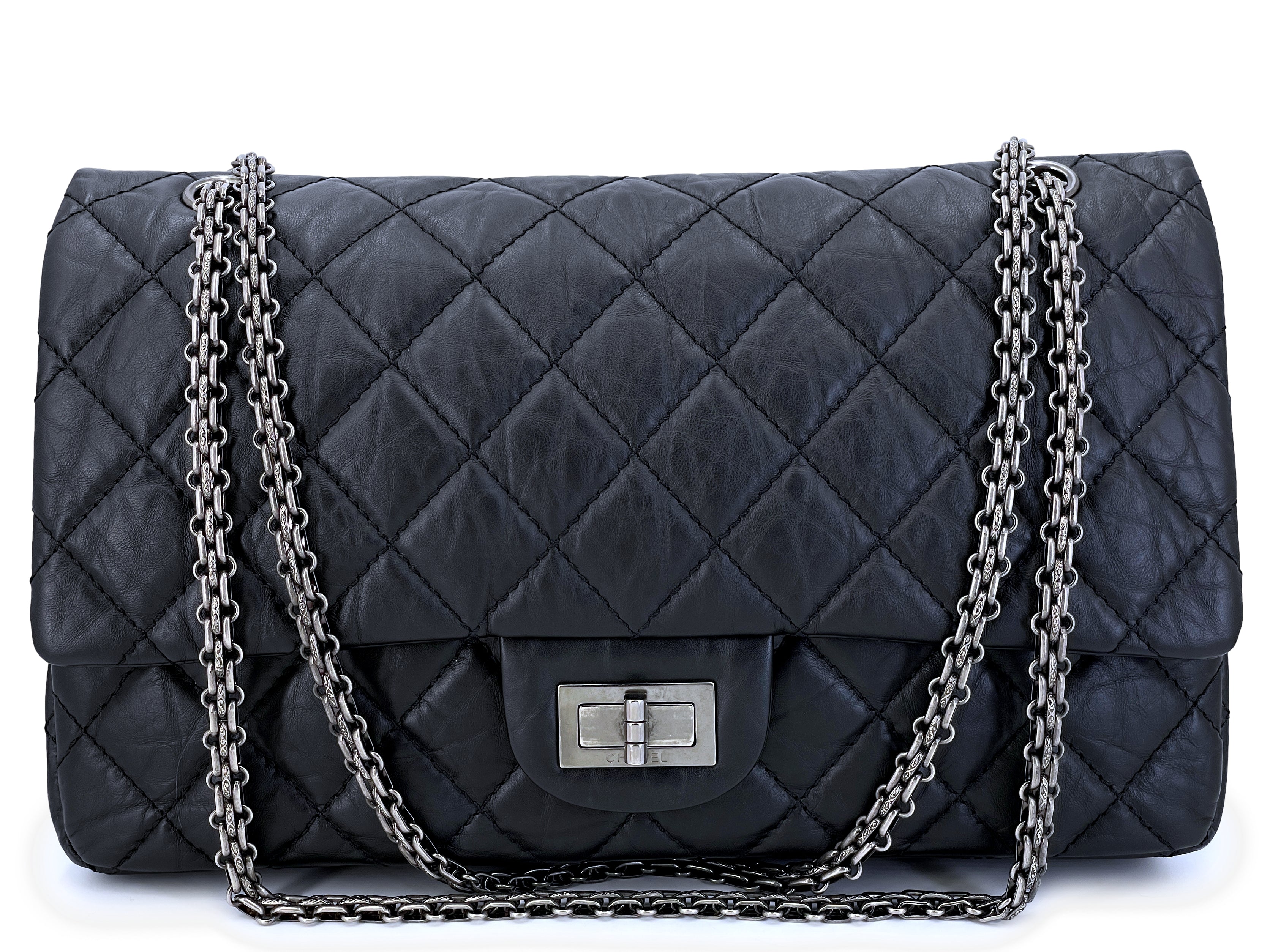 Chanel Reissue 227 Maxi 2.55 Flap in Black Aged Calfskin with Ruthenium  Hardware - SOLD