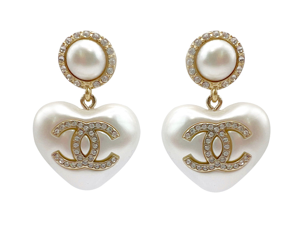 Chanel Pre-owned 1995 CC Faux-Pearl Dangle Earrings - Gold