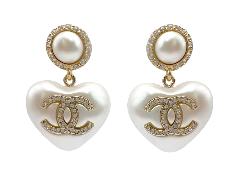 No3319Chanel Crystal  Pearl Coco Mark Earrings  Gallery Luxe