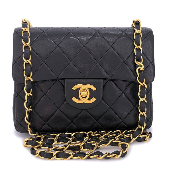 Chanel 1990 Vintage Black Square Mini Flap Bag 24k GHW Lambskin – Boutique  Patina