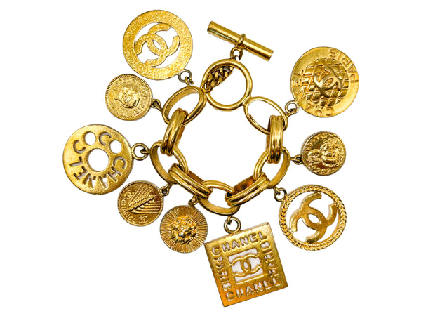 Chanel Collection 27 Multi 9-Charm Bracelet Gold Plated