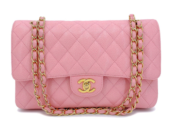 Chanel 2004 Vintage Sakura Pink Caviar Medium Classic Double Flap Bag 24k GHW