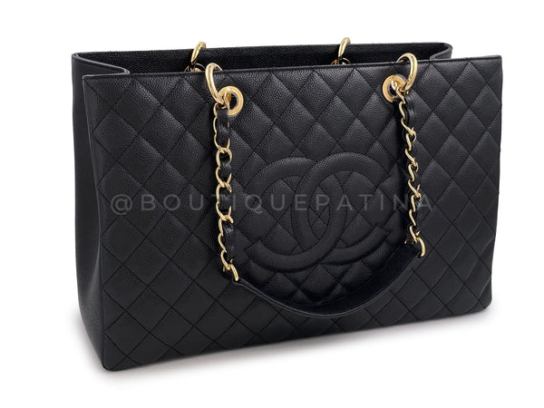 Black Grand Shopping Tote in caviar calfskin with gold hardware. Chanel.  2008 -2009., Handbags and Accessories Online, Ecommerce Retail