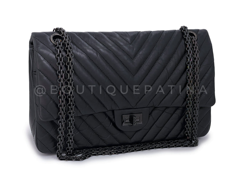 Chanel So Black Reissue 2.55 Flap Bag Quilted Aged Calfskin 225 Black