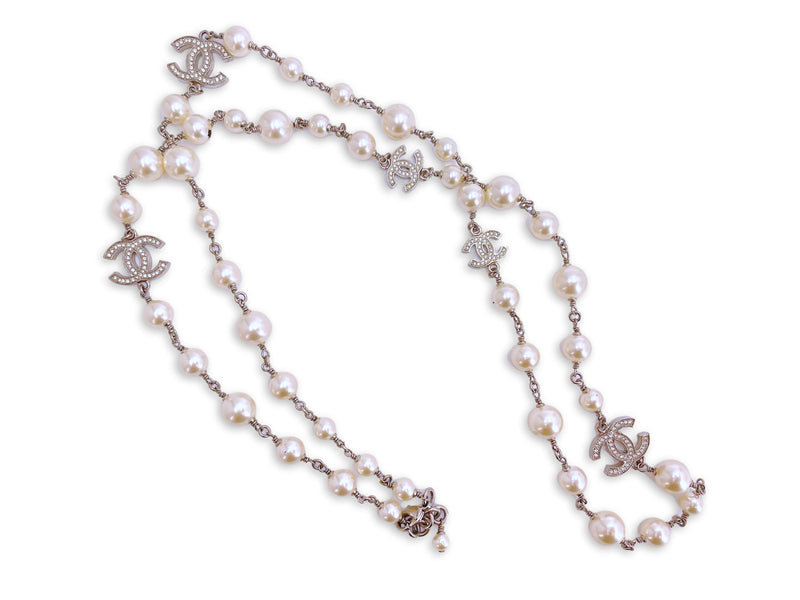 CHANEL Pearl Crystal CC Long Necklace - Sold