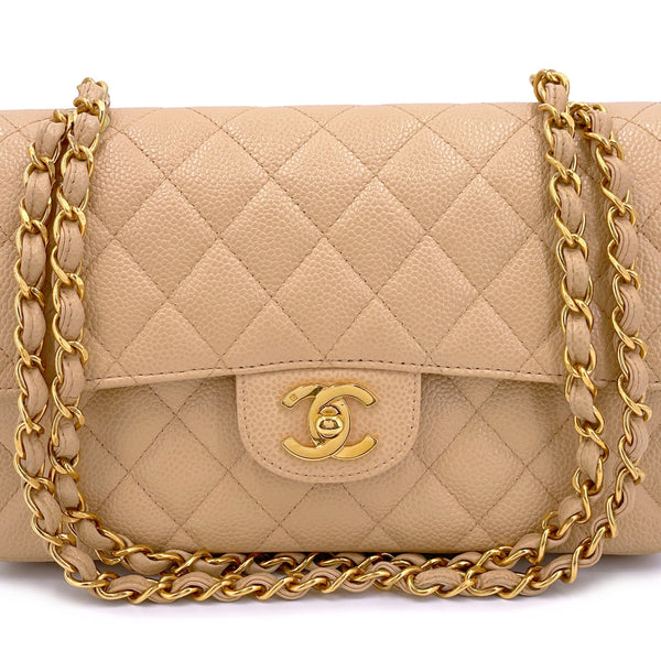 Buy CHANEL Vintage Beige Quilted Lambskin Small Classic Double