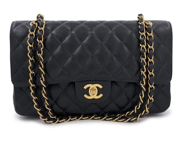 Chanel 2004 Vintage Black Caviar Medium Classic Double Flap Bag