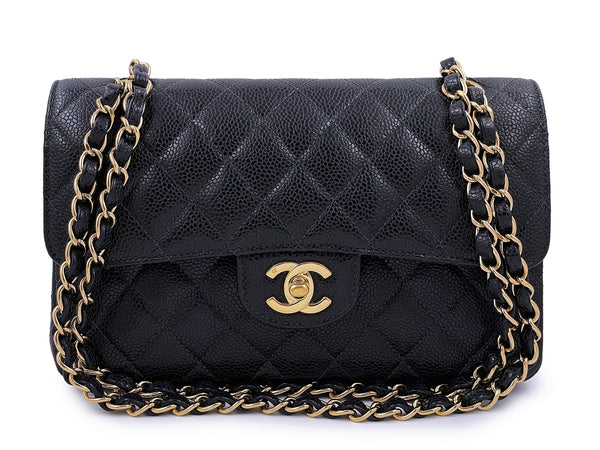 Chanel 2004 Vintage Black Caviar Small Classic Double Flap Bag 24k GHW