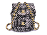 Chanel Vintage Tweed Duma Backpack Bag Black White 1994 24k GHW