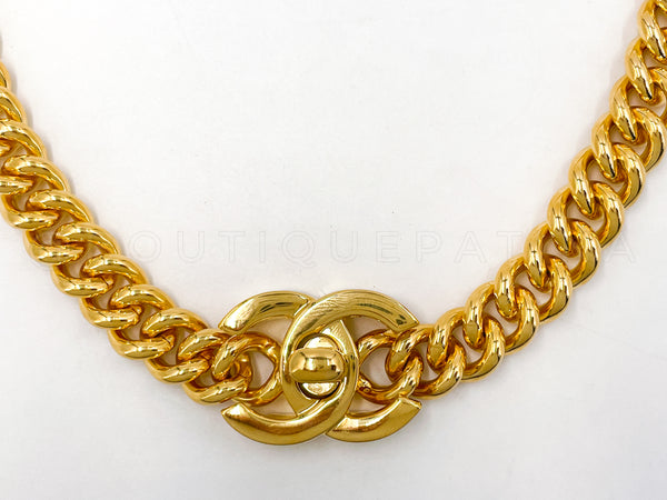 Chanel 96P Vintage Long Chunky Chain Choker Necklace Gold