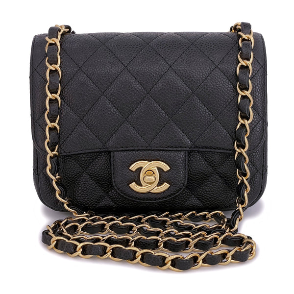Chanel Black Caviar Square Classic Mini Flap Bag GHW – Boutique