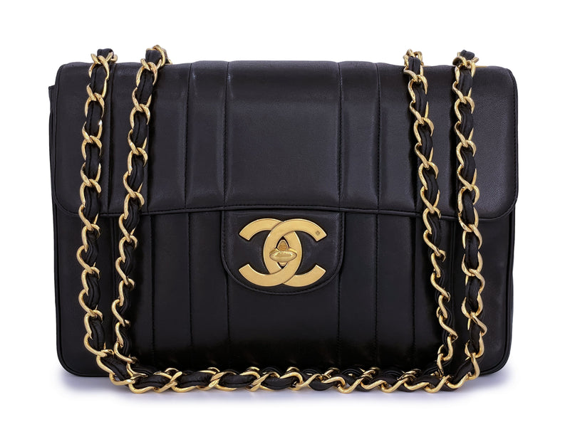 Chanel 1994 Vintage Mademoiselle Jumbo Classic Flap Bag 24k GHW Lambskin