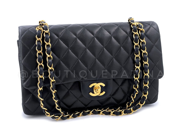 Pristine Chanel 1998 Vintage Black Medium Classic Double Flap Bag 24k GHW
