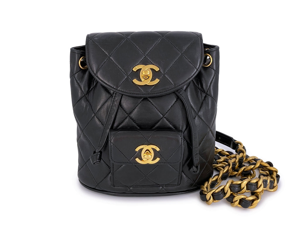 Chanel Vintage Black Duma Classic Backpack Bag Lambskin 24k GHW
