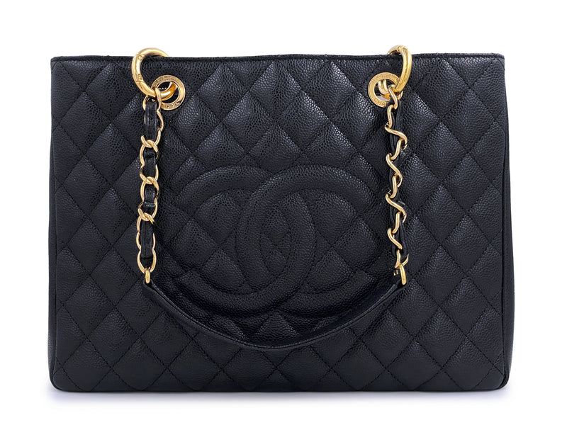 Chanel 2014 Black Caviar Grand Shopper Tote GST Bag GHW