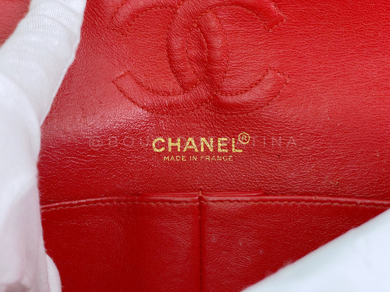 Chanel 2002 Vintage Red Caviar Small Classic Double Flap Bag 24k GHW