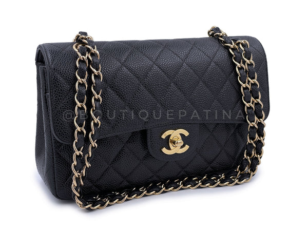 Chanel 2003 Vintage Black Caviar Small Classic Double Flap Bag 24k GHW