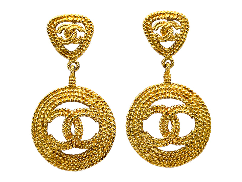 Chanel Vintage Collection 28 Rope Weave CC Drop Statement Earrings