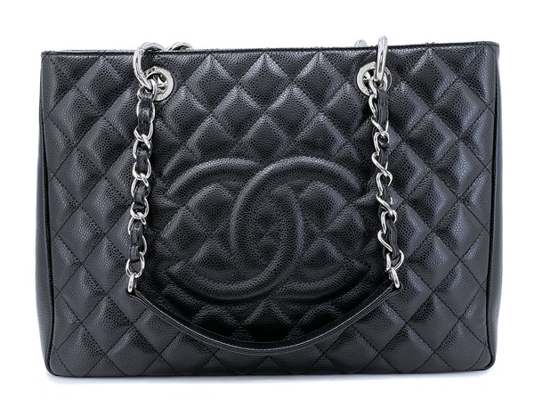 Chanel Black Caviar Grand Shopper Tote GST Bag SHW