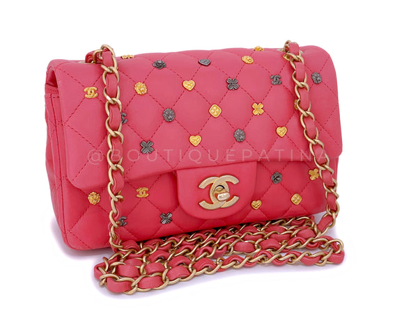 Chanel Dark Pink Lucky Charms Rectangular Mini Flap Bag GHW