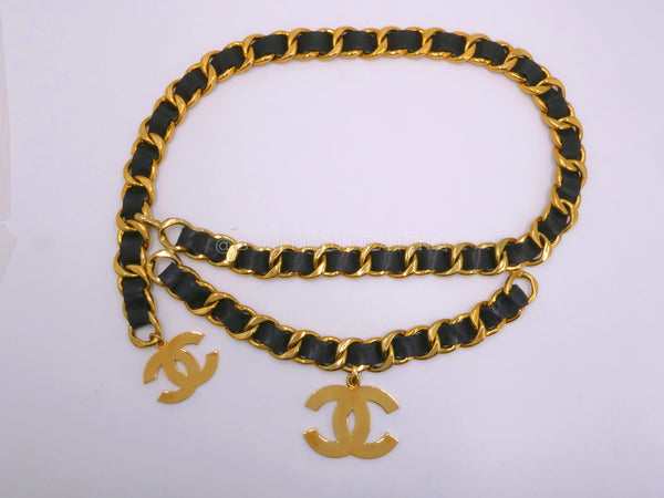 Rare Chanel Collection 28 Chunky Woven Chain Belt CC Charm 24k GHW