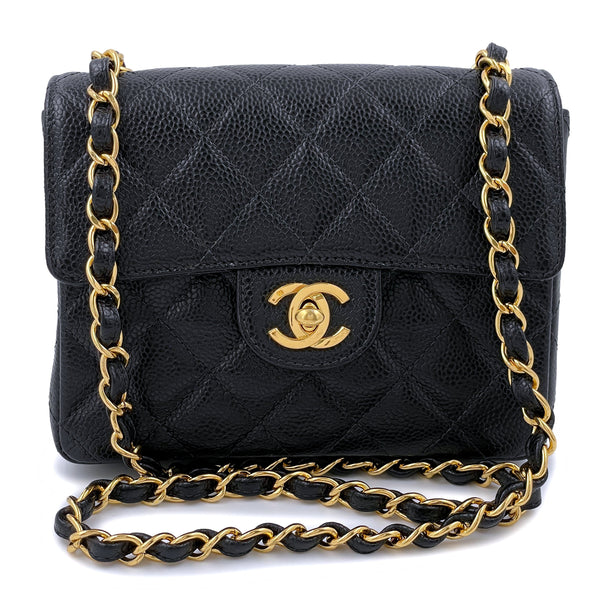 Chanel 2008 Vintage Black Caviar Classic Square Mini Flap Bag 24k GHW –  Boutique Patina