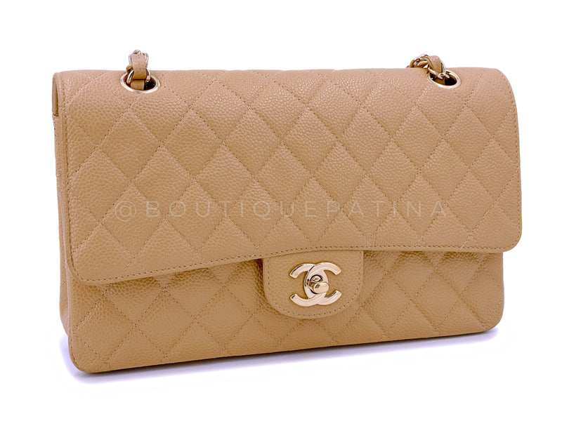 Chanel Vintage Chanel 255 Double Flap Beige Caramel Quilted Leather 