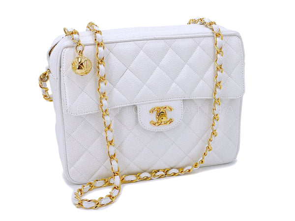Chanel White Caviar Classic Quilted Square Mini 2.55 Flap Bag