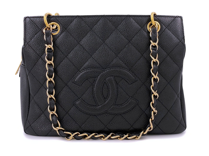 Preowned Authentic Chanel Caviar Leather Petite Timeless Shopping Tote