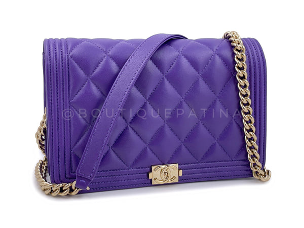 Chanel Violet Purple Boy Wallet on Chain WOC Bag Lambskin