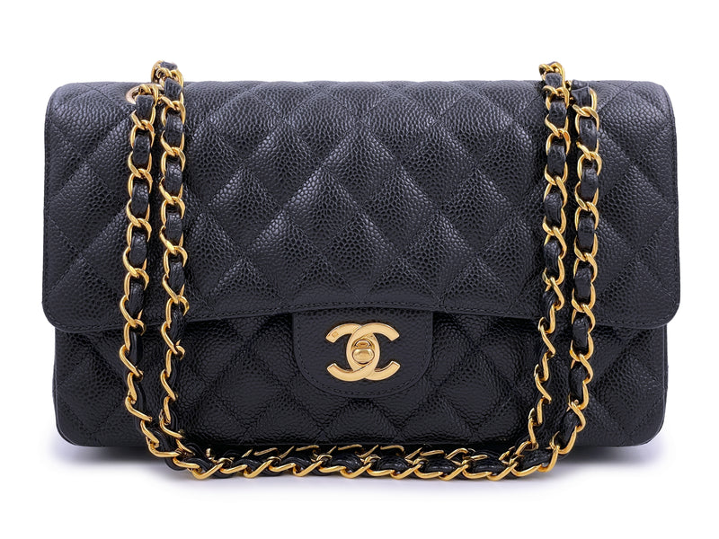 Pristine Chanel Vintage 2004 Black Caviar Medium Classic Double Flap Bag 24k GHW