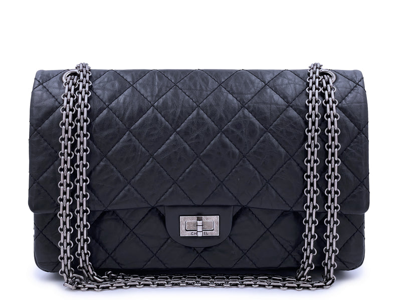 Chanel Black  Aged Calfskin Reissue Medium 226 2.55 Flap Bag SHW