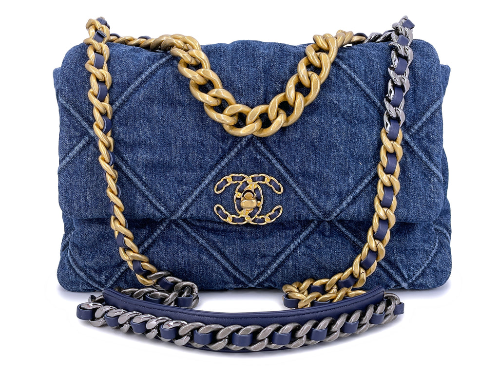 Chanel Denim Maxi 19 Flap Bag - Blue Shoulder Bags, Handbags - CHA887710