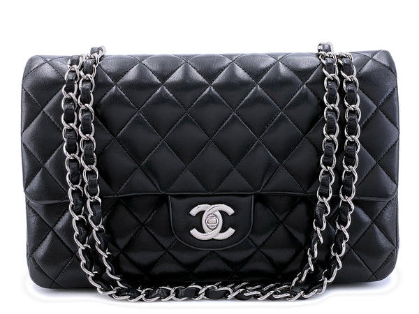 Chanel 2007 Vintage Black Medium Classic Double Flap Bag SHW Lambskin