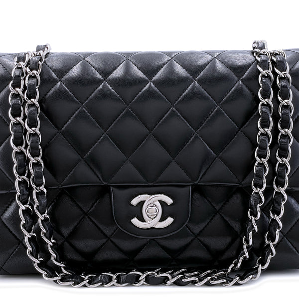 Chanel Medium Black Classic Double Flap Bag 2007 Vintage SHW