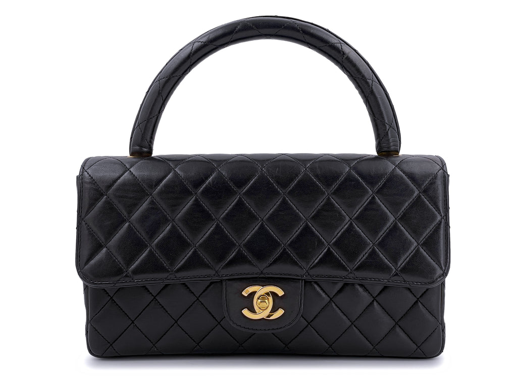 Chanel Vintage Twin Top Handle Flap Bag Quilted Lambskin