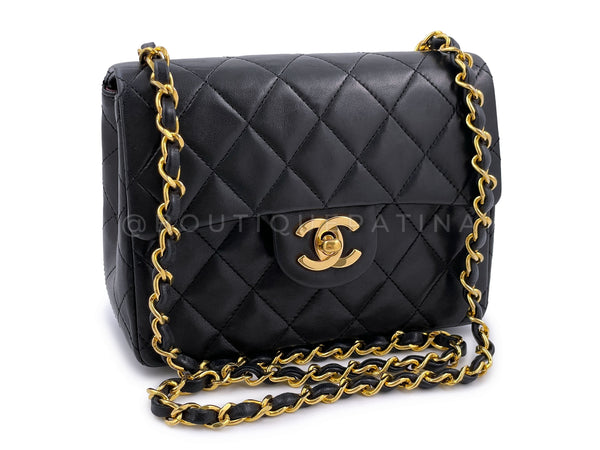 Chanel 1989 Vintage Black Classic Square Mini Flap Bag 24k GHW
