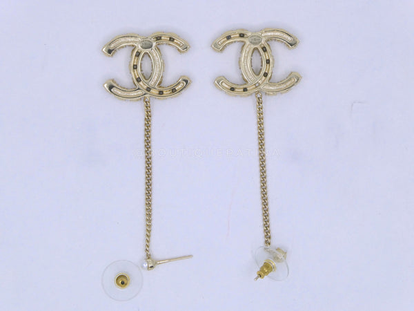 Chanel 20B CC Crystal and Pearl Drop Earrings