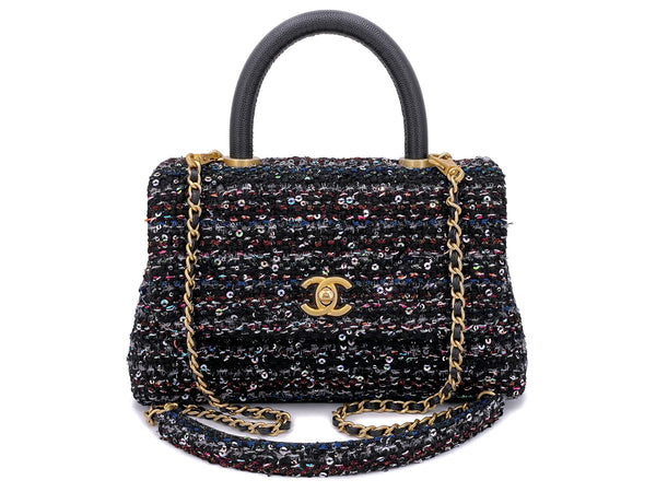 Chanel 20A Metiers D'Art Tweed Sequin Coco Handle Bag GHW