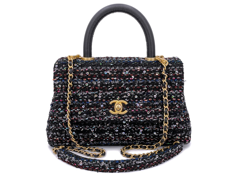first copy☑ Design New 23P CHANEL Medium Large Classic Coco Top Handle Flap  Black Caviar Gold Bag