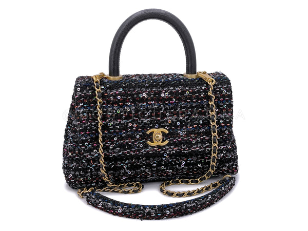 Chanel 20A Metiers D'Art Tweed Sequin Coco Handle Bag GHW