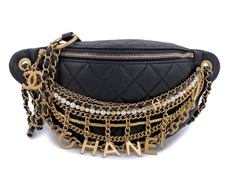 Chanel 19A Black All About Chains Pearl Fanny Pack Bag GHW – Boutique Patina